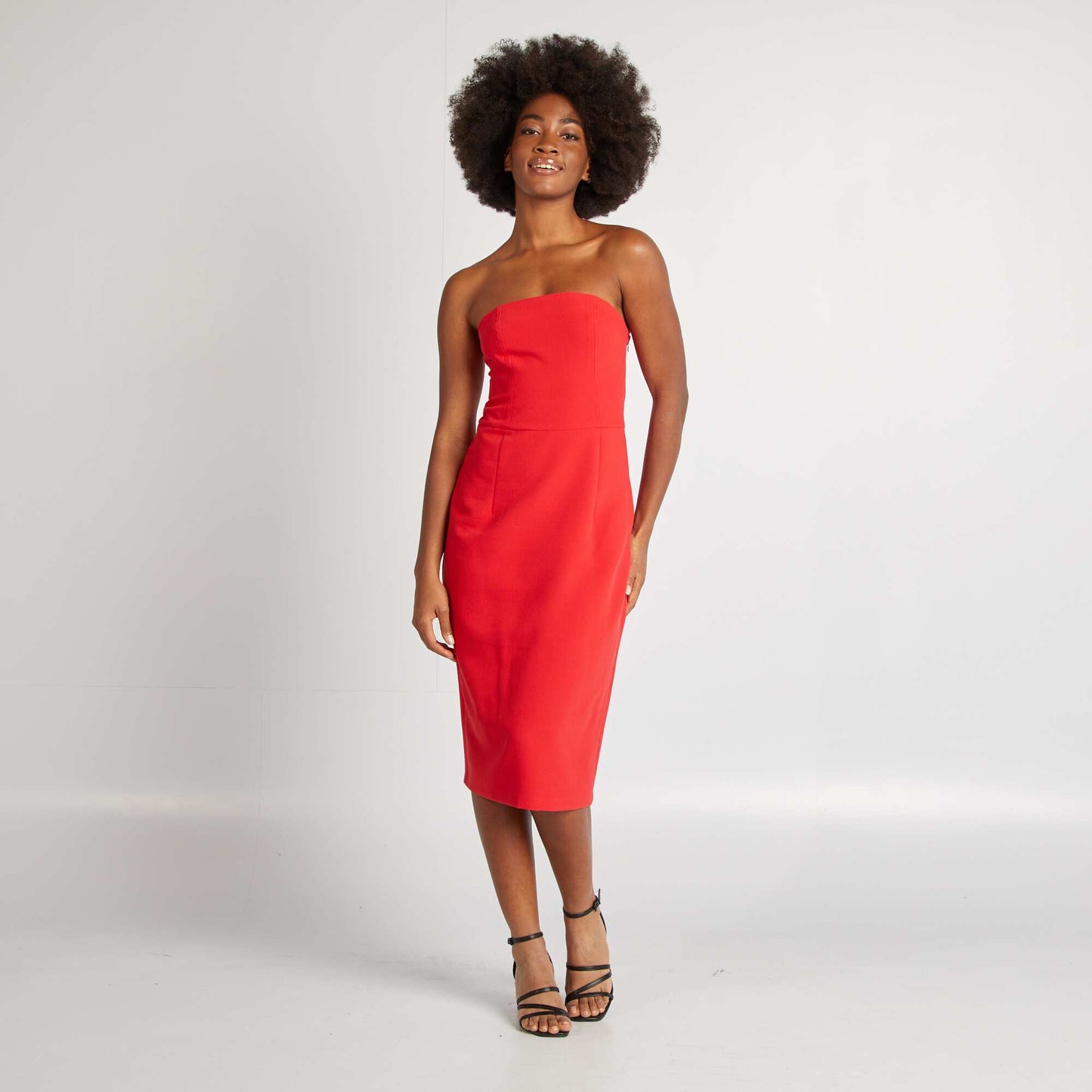 Robe midi bustier ROUGE
