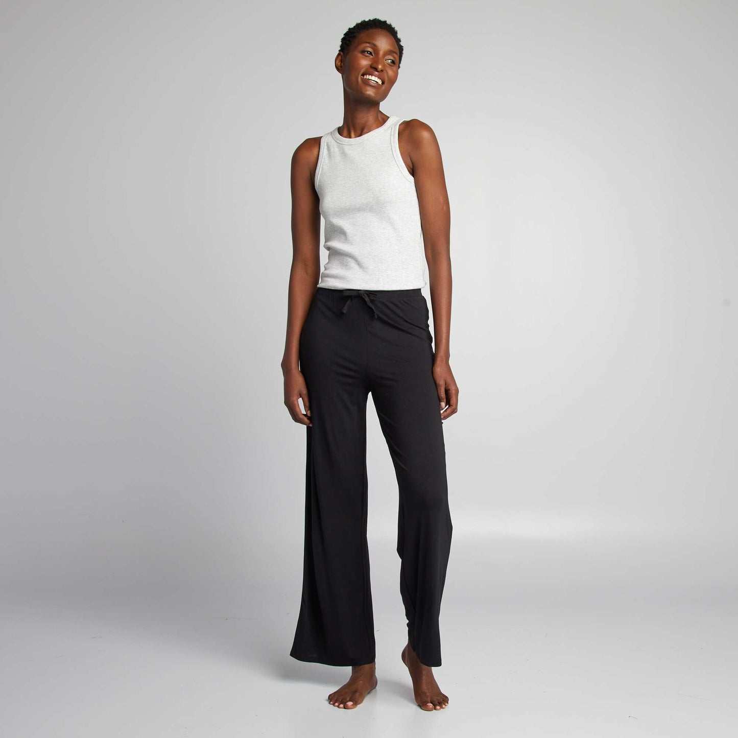 Pantalon de pyjama large fluide NOIR