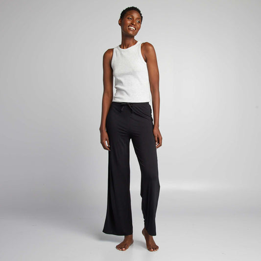 Pantalon de pyjama large fluide NOIR