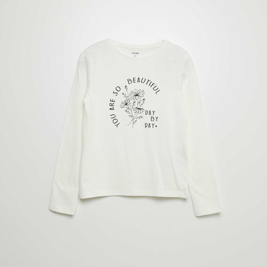 T-shirt en coton imprimé Blanc