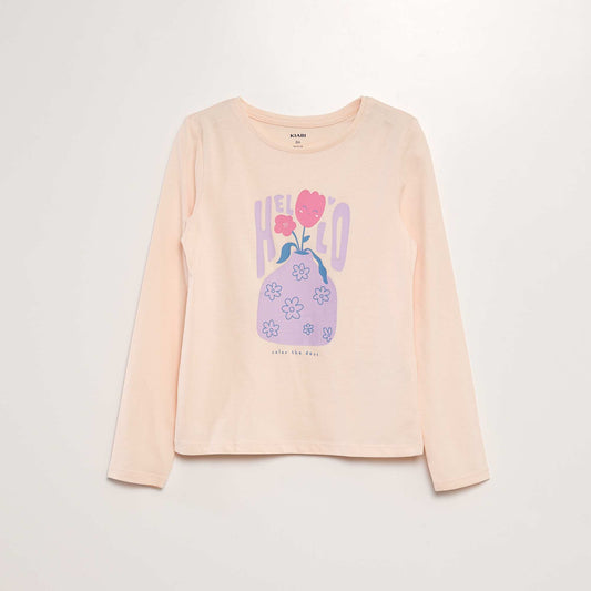 T-shirt imprimé à manches longues ROSE CLAIR