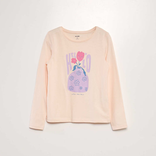 T-shirt imprimé à manches longues ROSE CLAIR