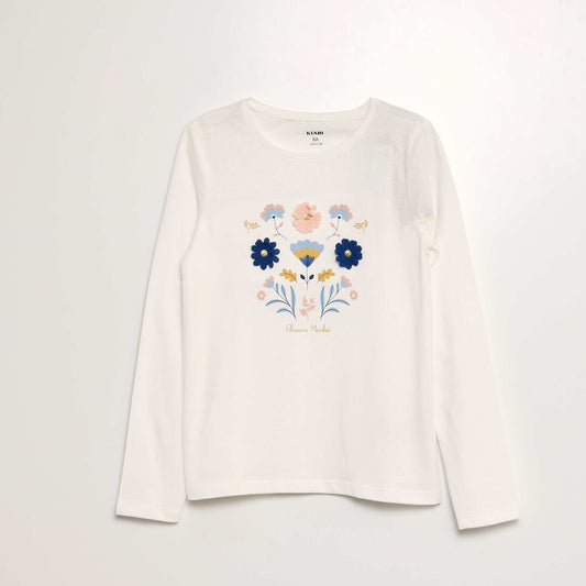 T-shirt en jersey à manches longues Blanc