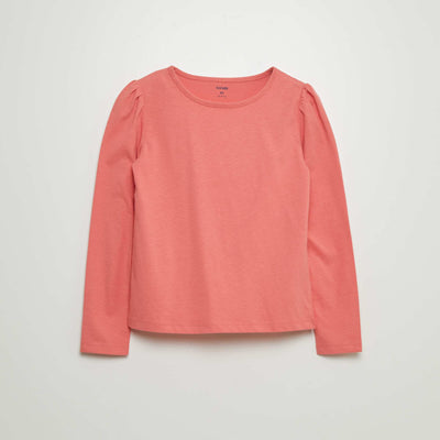 Tee-shirt uni avec épaules froncées ROSE