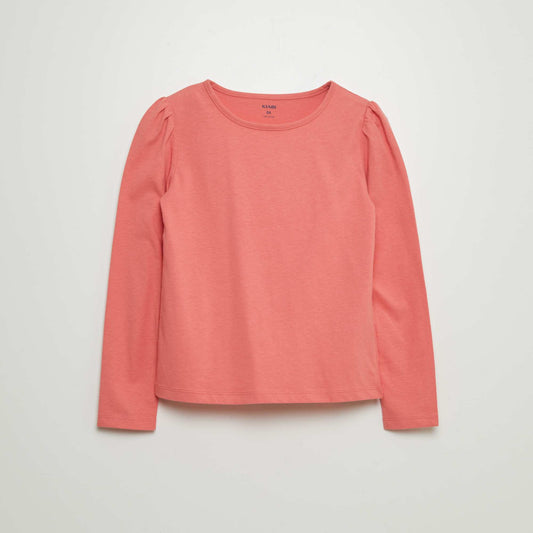 Tee-shirt uni avec épaules froncées ROSE