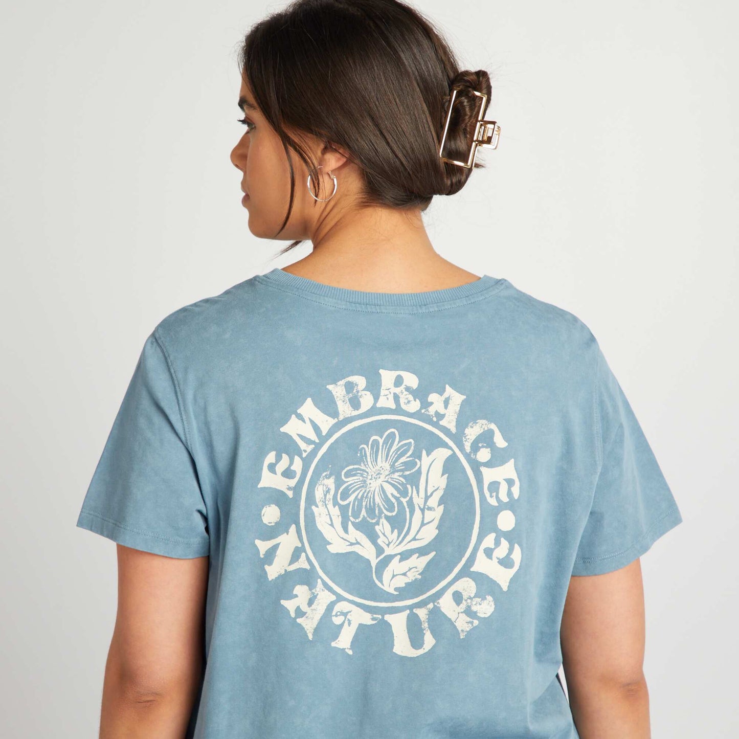 T-shirt large effet délavé BLEU