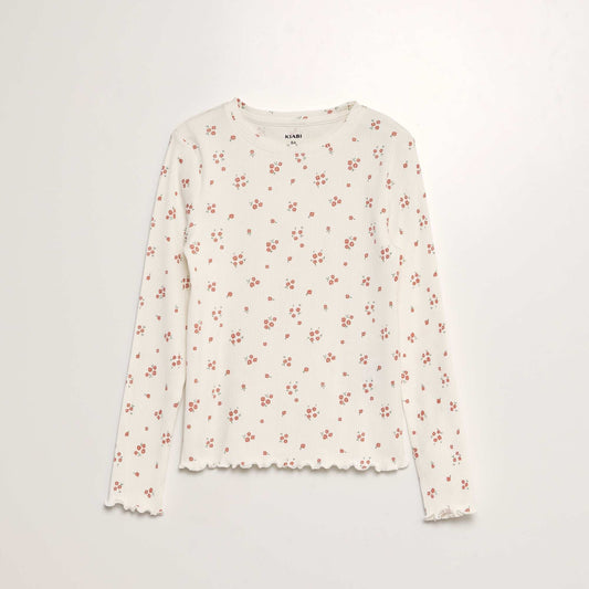 T-shirt côtelé BLANC