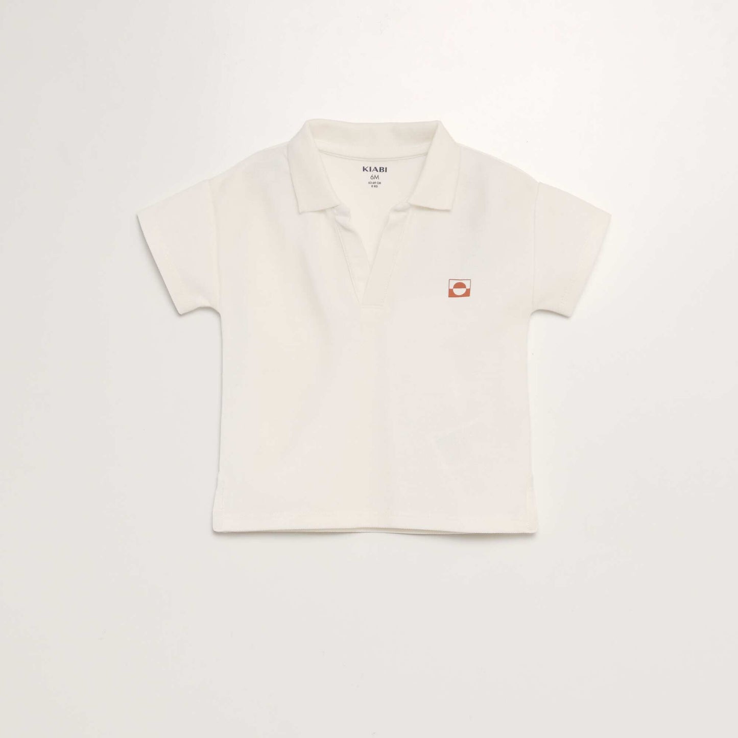 Polo en coton piqué Blanc crème