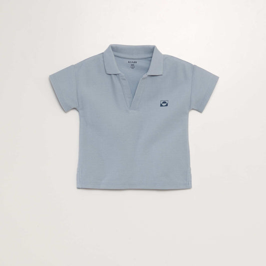 Polo en coton piqué Bleu gris