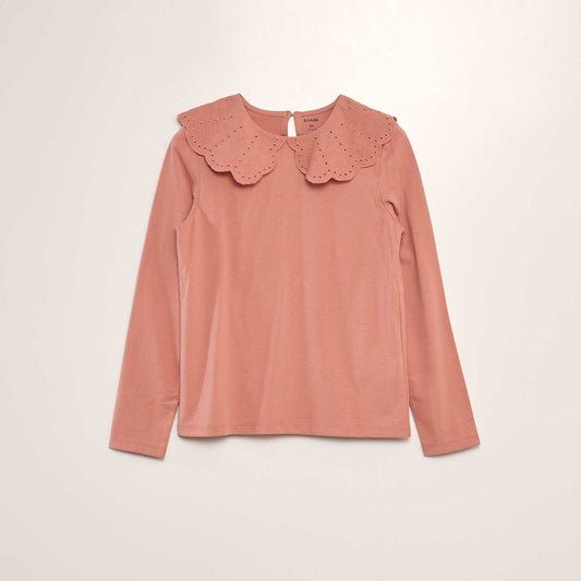 T-shirt à col en broderie anglaise ROSE