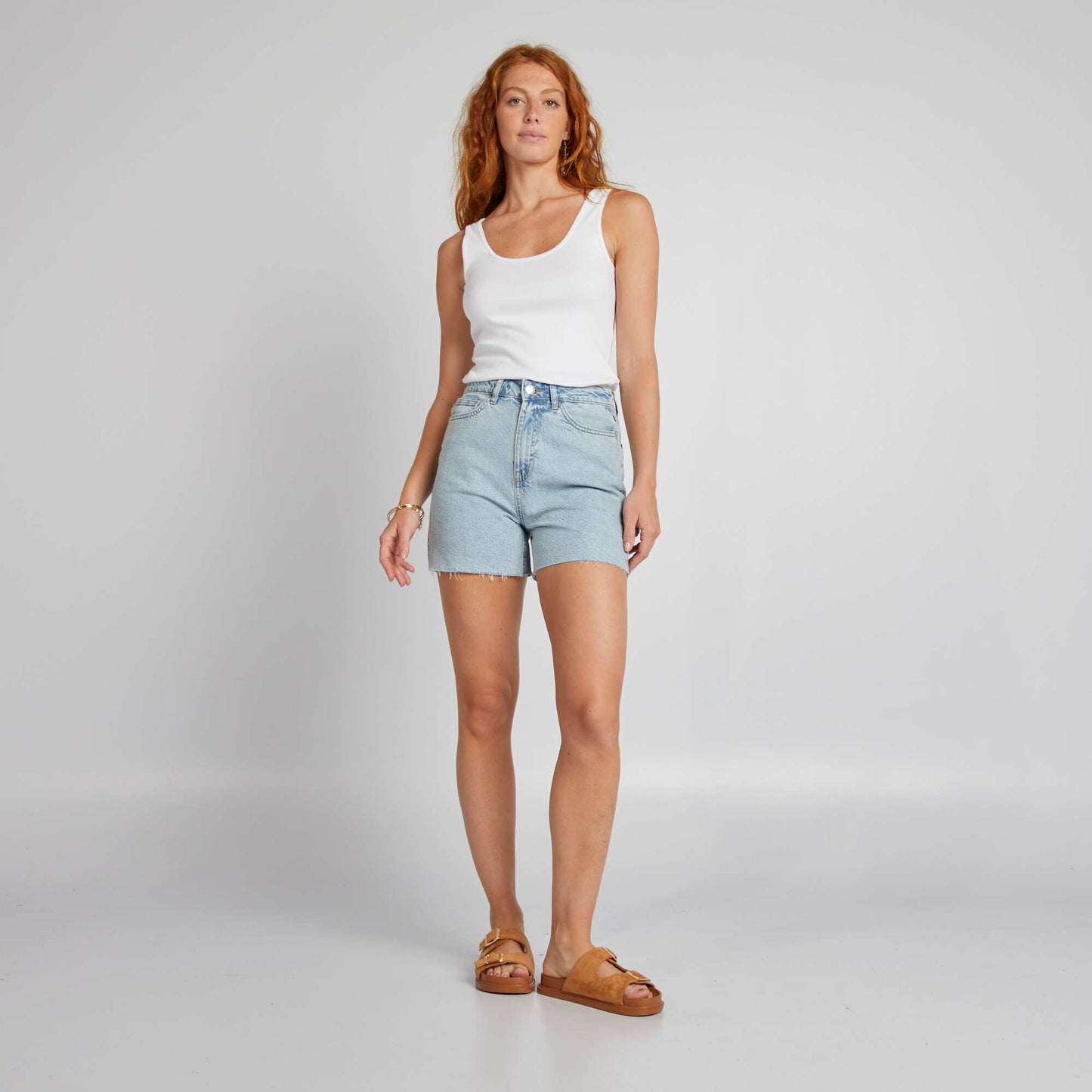 Débardeur uni à col dégagé blanc