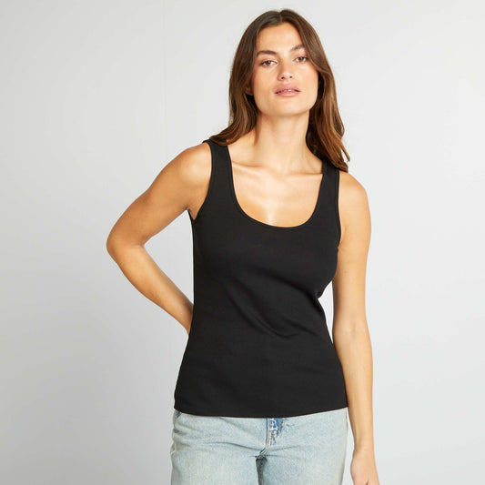 Débardeur uni à col dégagé noir