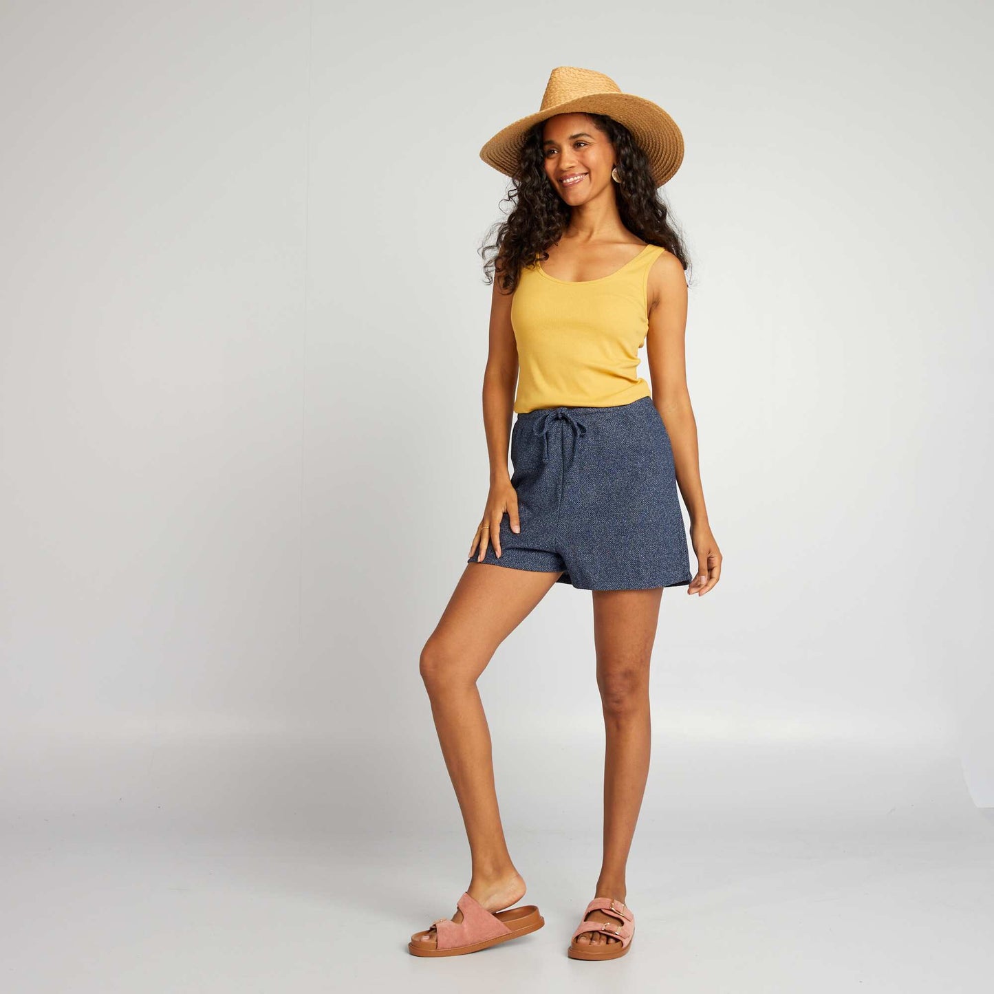 Débardeur uni à col dégagé jaune