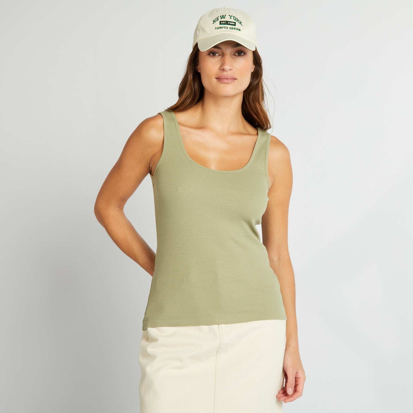 Débardeur uni à col dégagé Vert