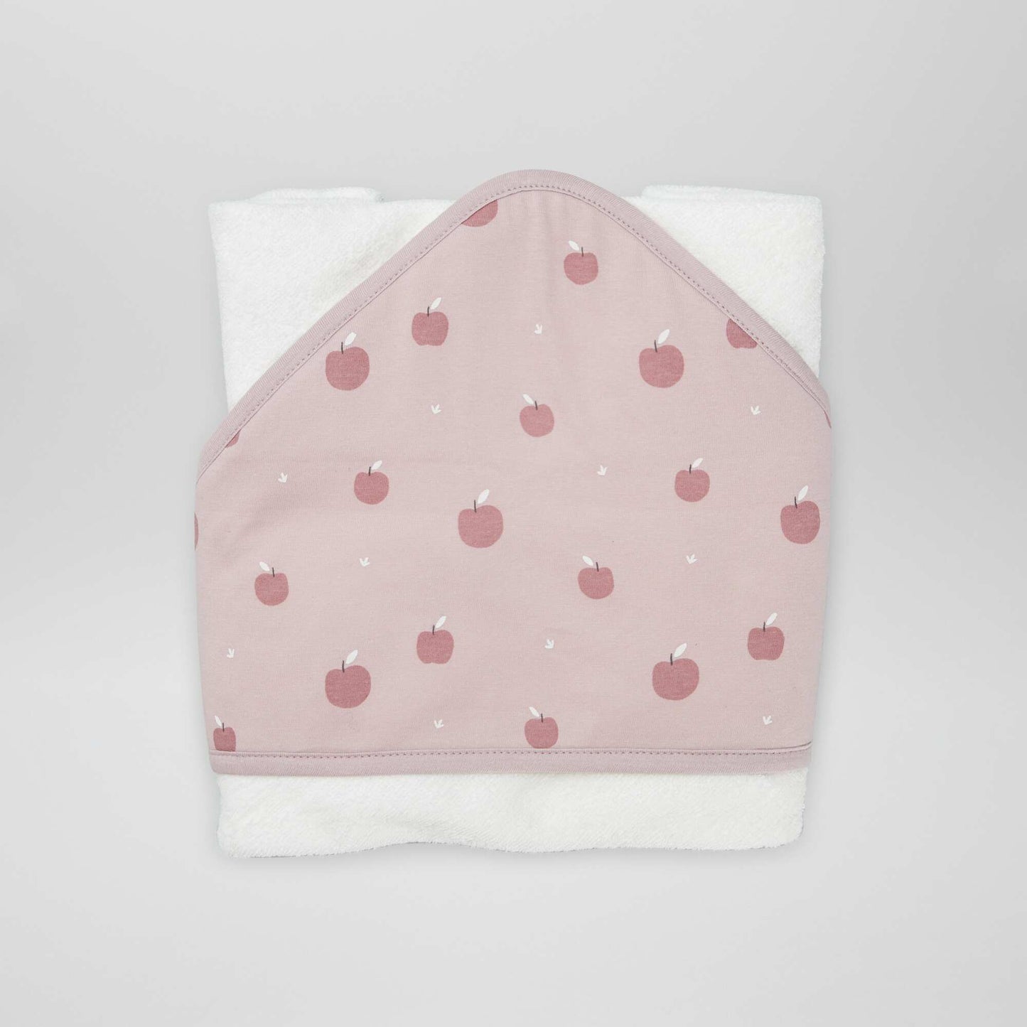 Cape de bain en éponge avec capuche imprimée Rose