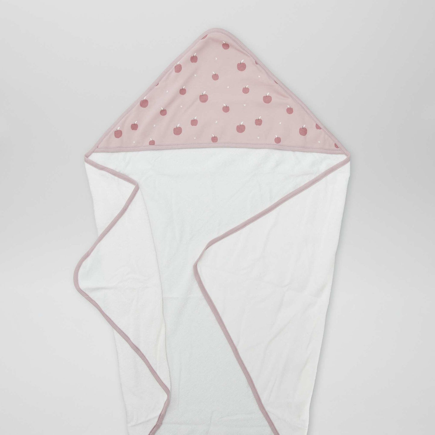 Cape de bain en éponge avec capuche imprimée Rose