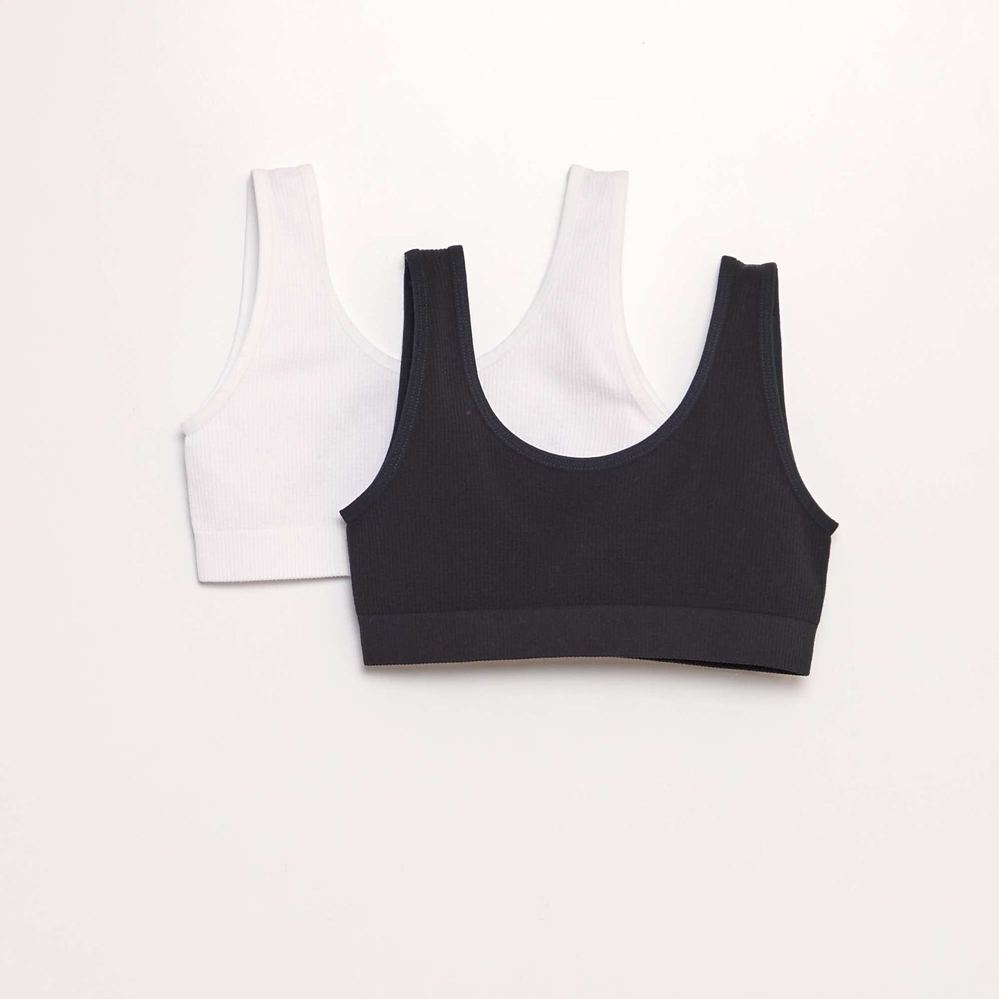 Lot de 2 brassières en maille côtelée NOIR/BLANC