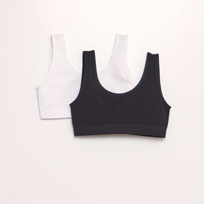 Lot de 2 brassières en maille côtelée NOIR/BLANC