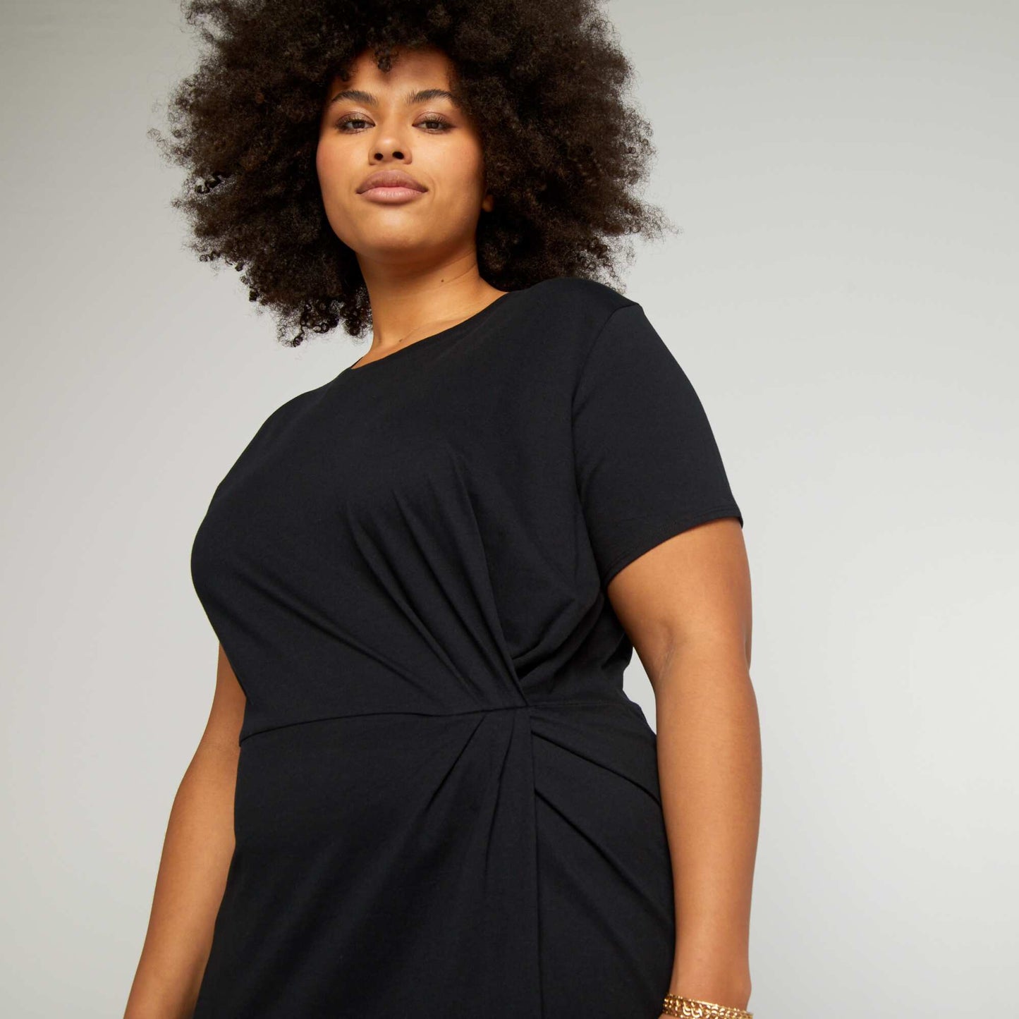 Robe midi froncée noir