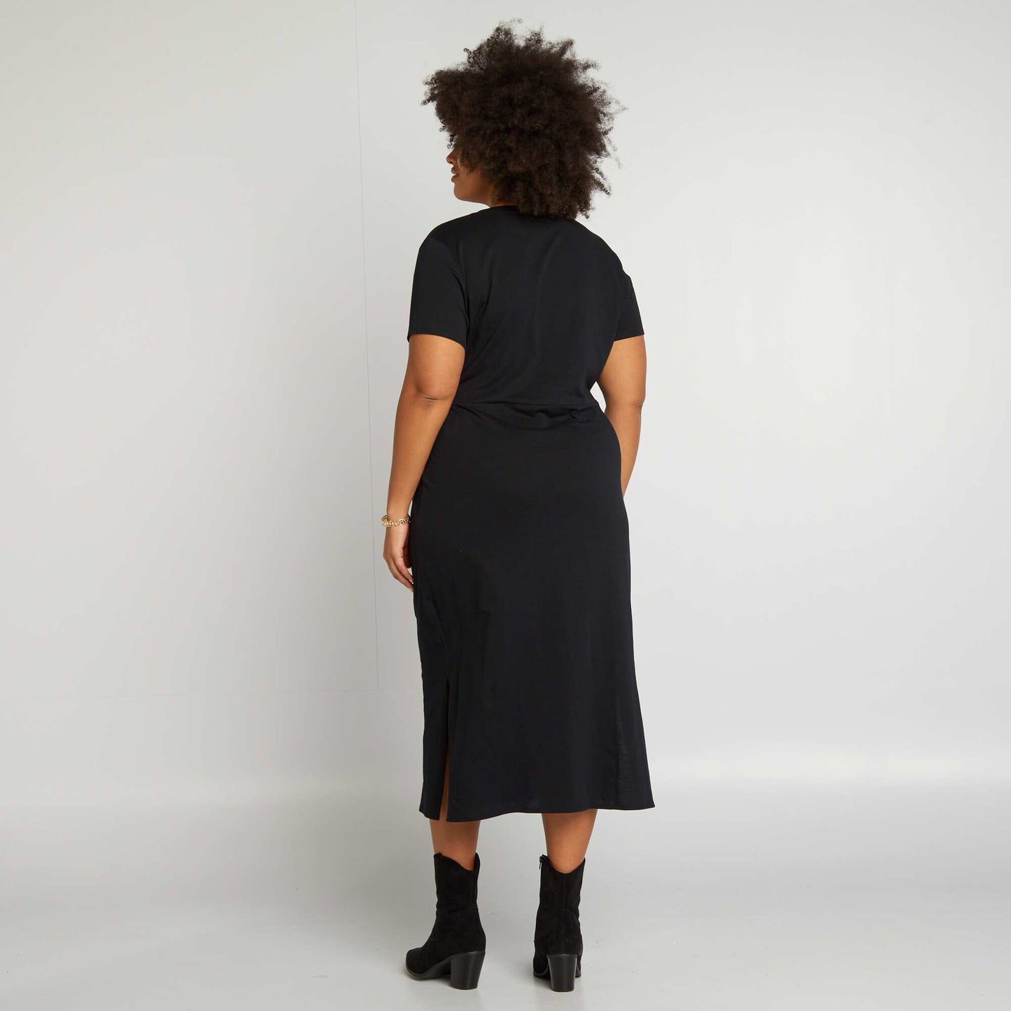 Robe midi froncée noir