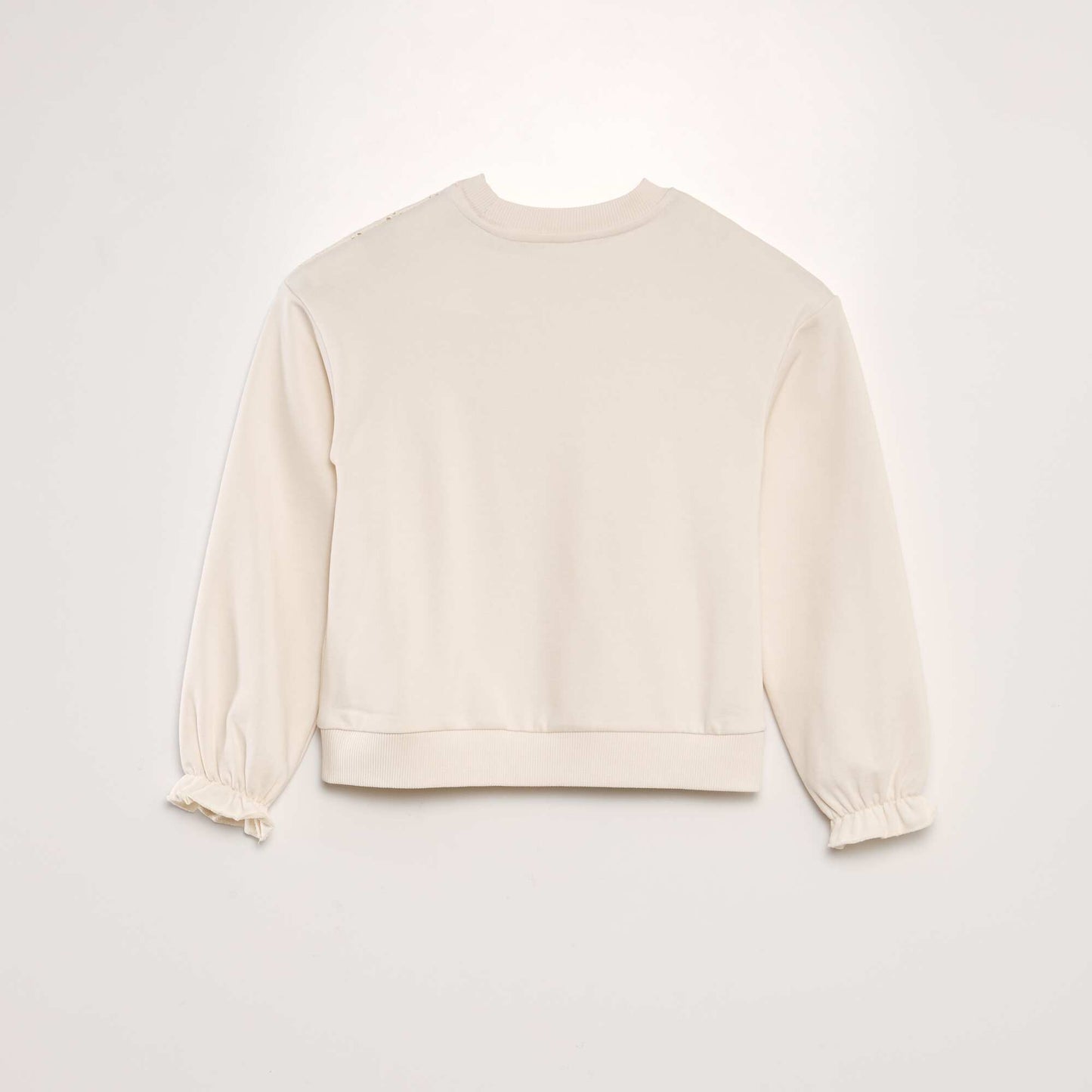 Sweat léger avec broderie anglaise Beige