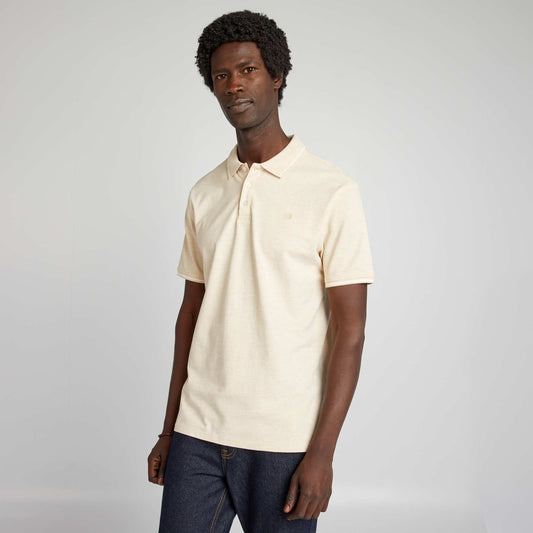 Polo en piqué de coton avec broderie poitrine Beige