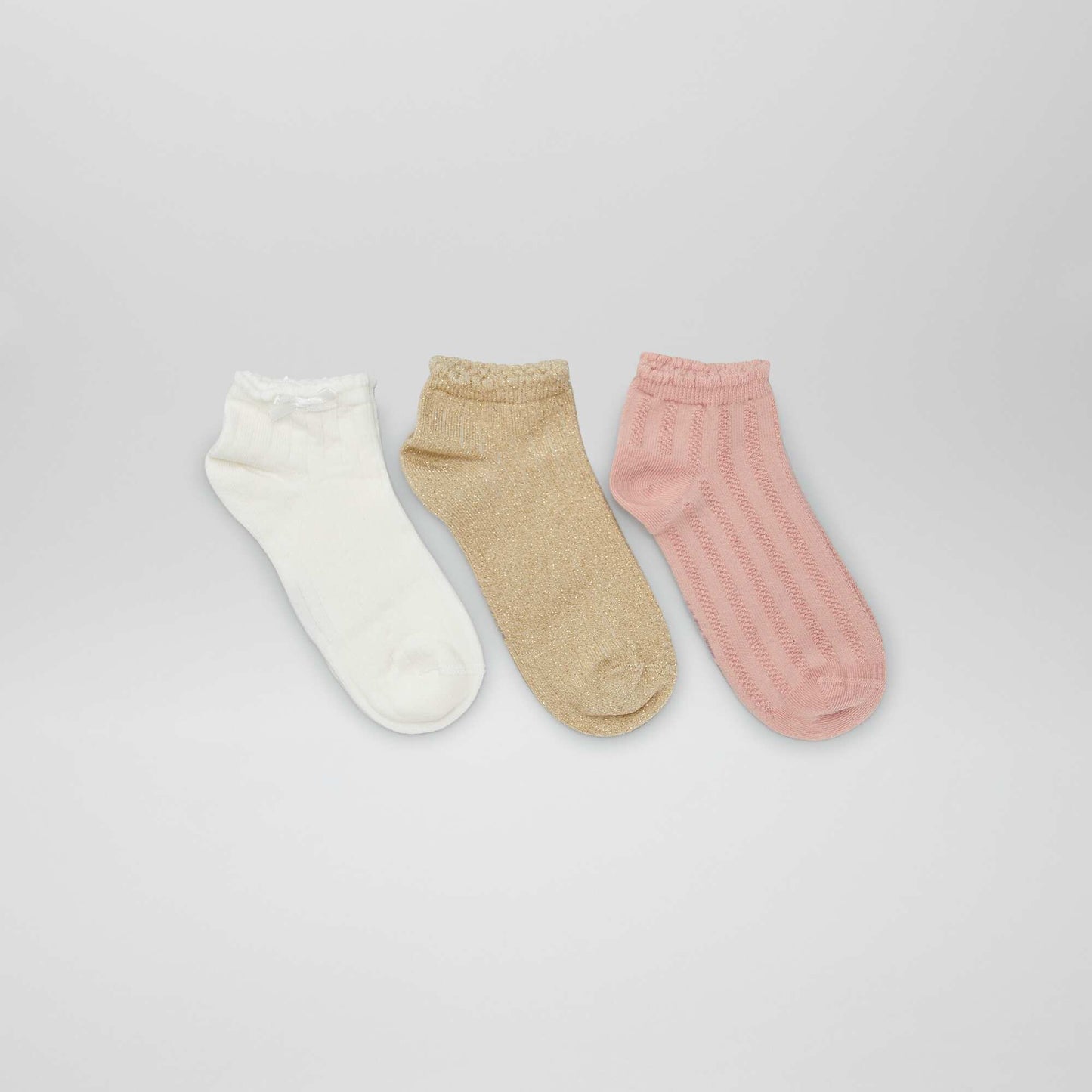 Lot de 3 chaussettes fantaisie Blanc/rose/beige