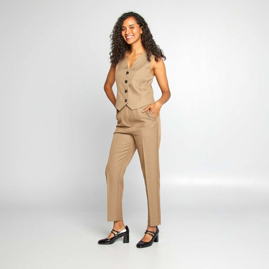 Pantalon cigarette taille haute VERT