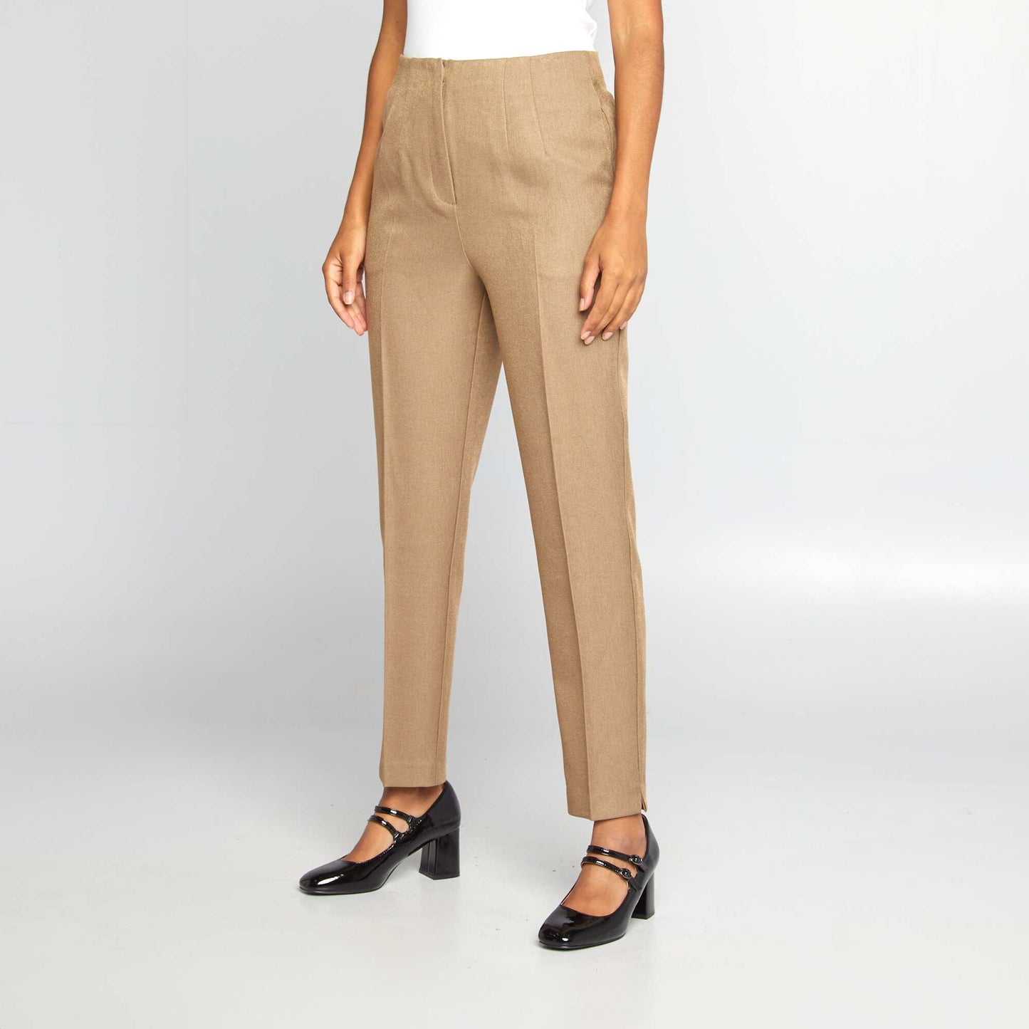 Pantalon cigarette taille haute VERT