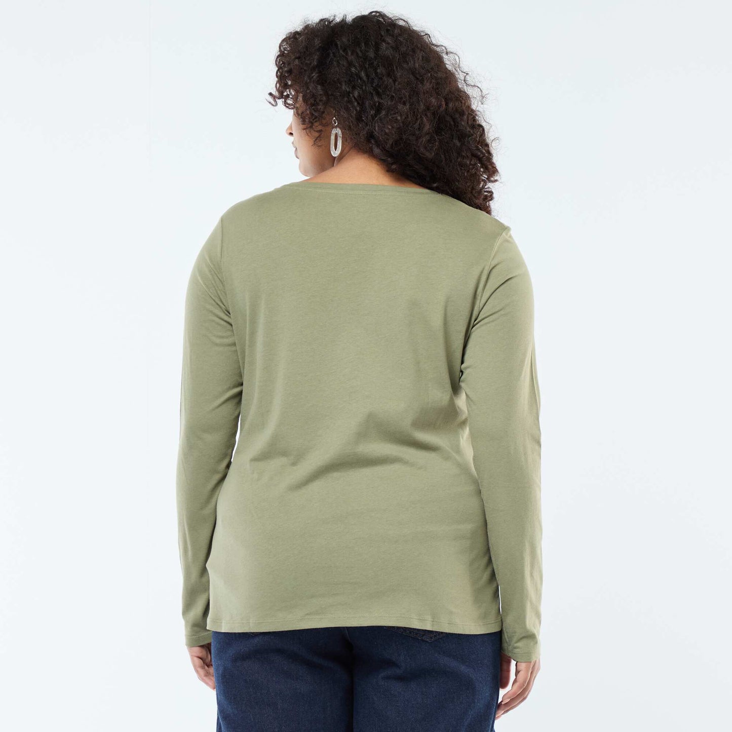 T-shirt manches longues uni en jersey VERT
