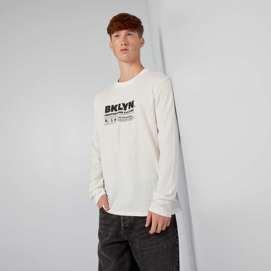 T-shirt en jersey à manches longues BLANC 'BROOKLYN'