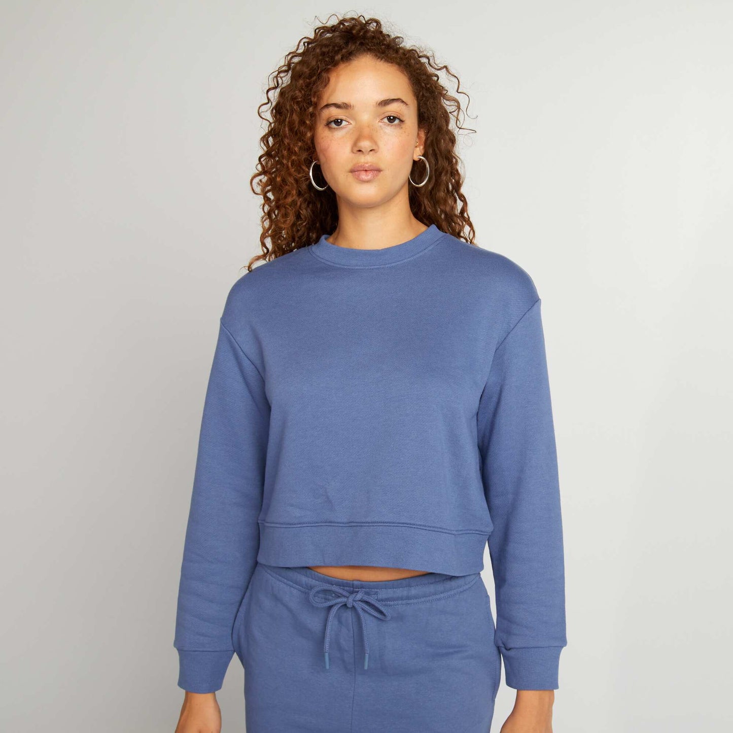 Sweat cropped à col rond BLEU