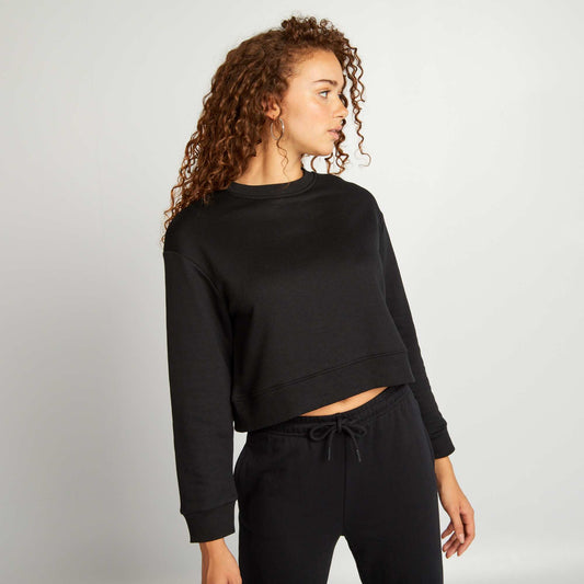 Sweat cropped à col rond NOIR