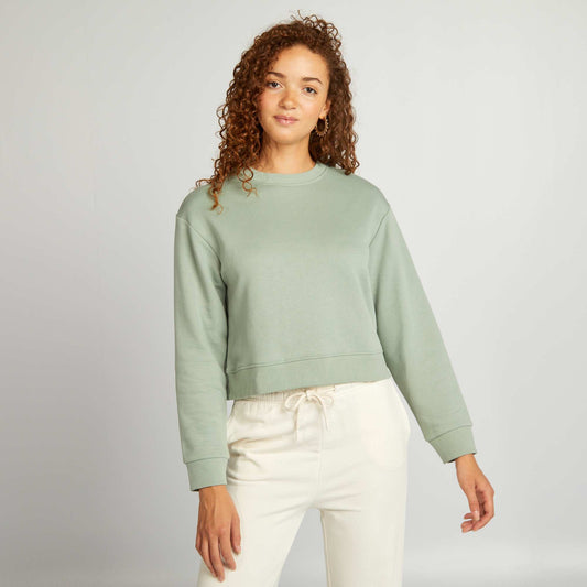 Sweat cropped à col rond VERT