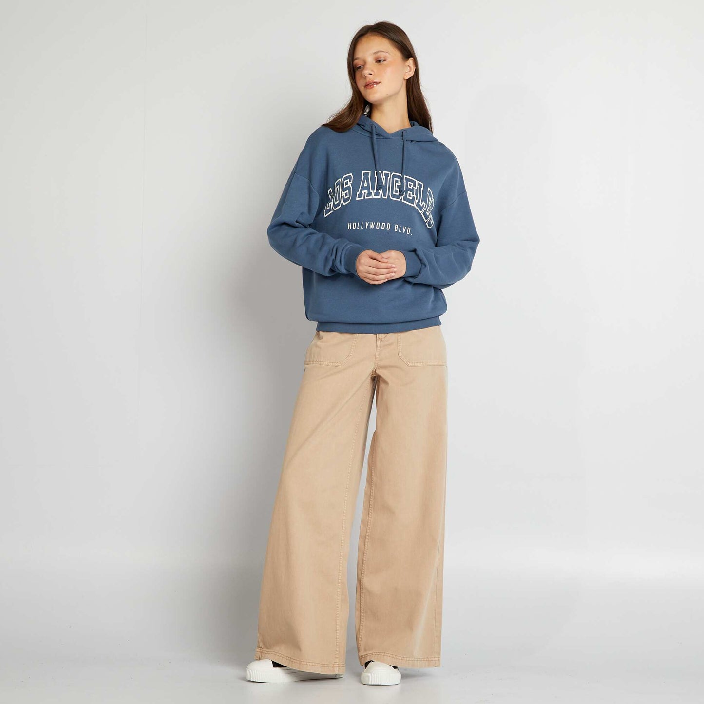 Sweat à capuche style US BLEU