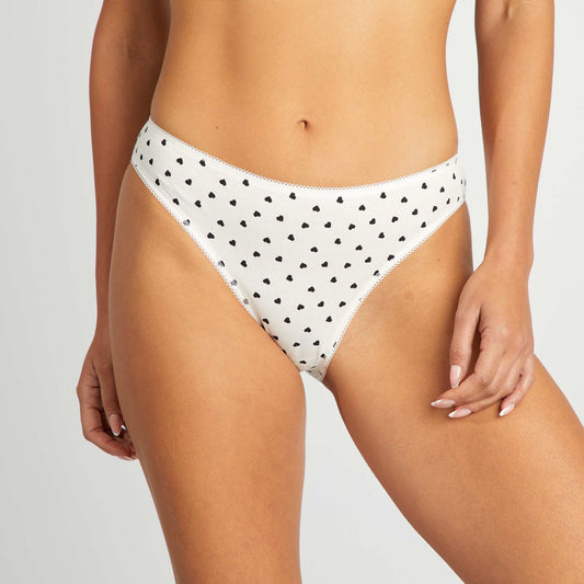 Lot de3 culottes en coton coeurs rose/blanc/noir