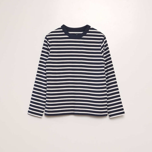 T-shirt en maille jersey épaisse - Tough Cotton™ BLEU MARINE/BLANC