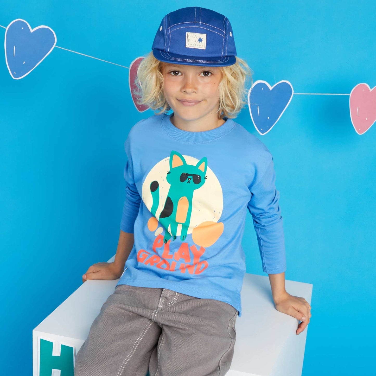 T-shirt imprimé - Grafik Edition BLEU CAT
