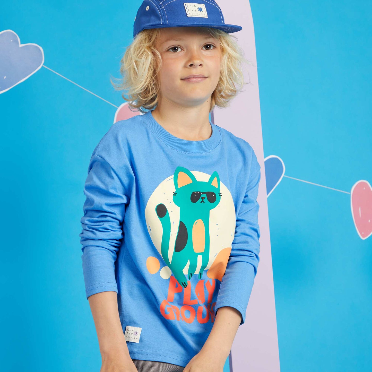 T-shirt imprimé - Grafik Edition BLEU CAT