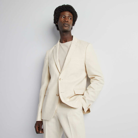 Veste de costume slim en lin mélangé BEIGE