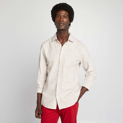 Chemise à manches longues rayée BEIGE
