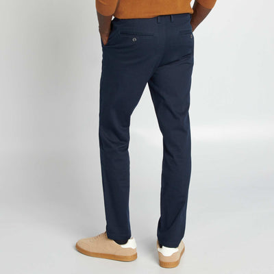 Chino en twill coupe slim BLEU MARINE