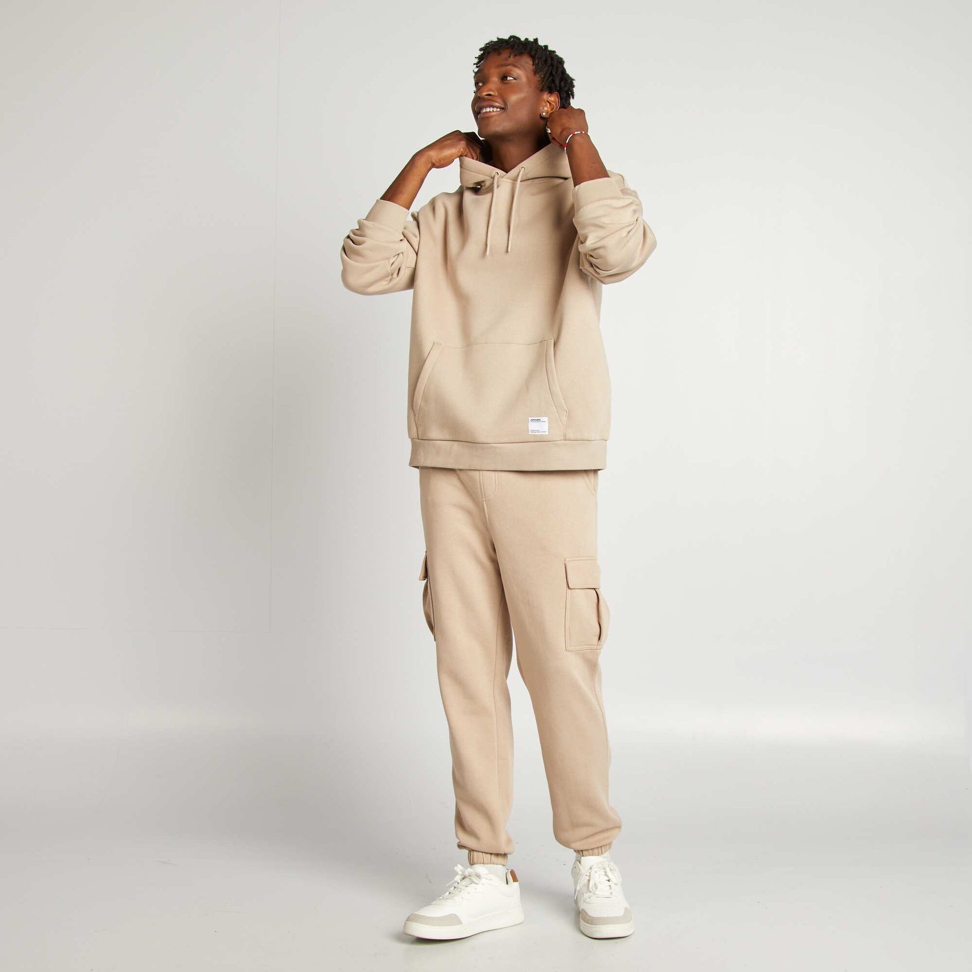 Sweat en molleton à capuche BEIGE