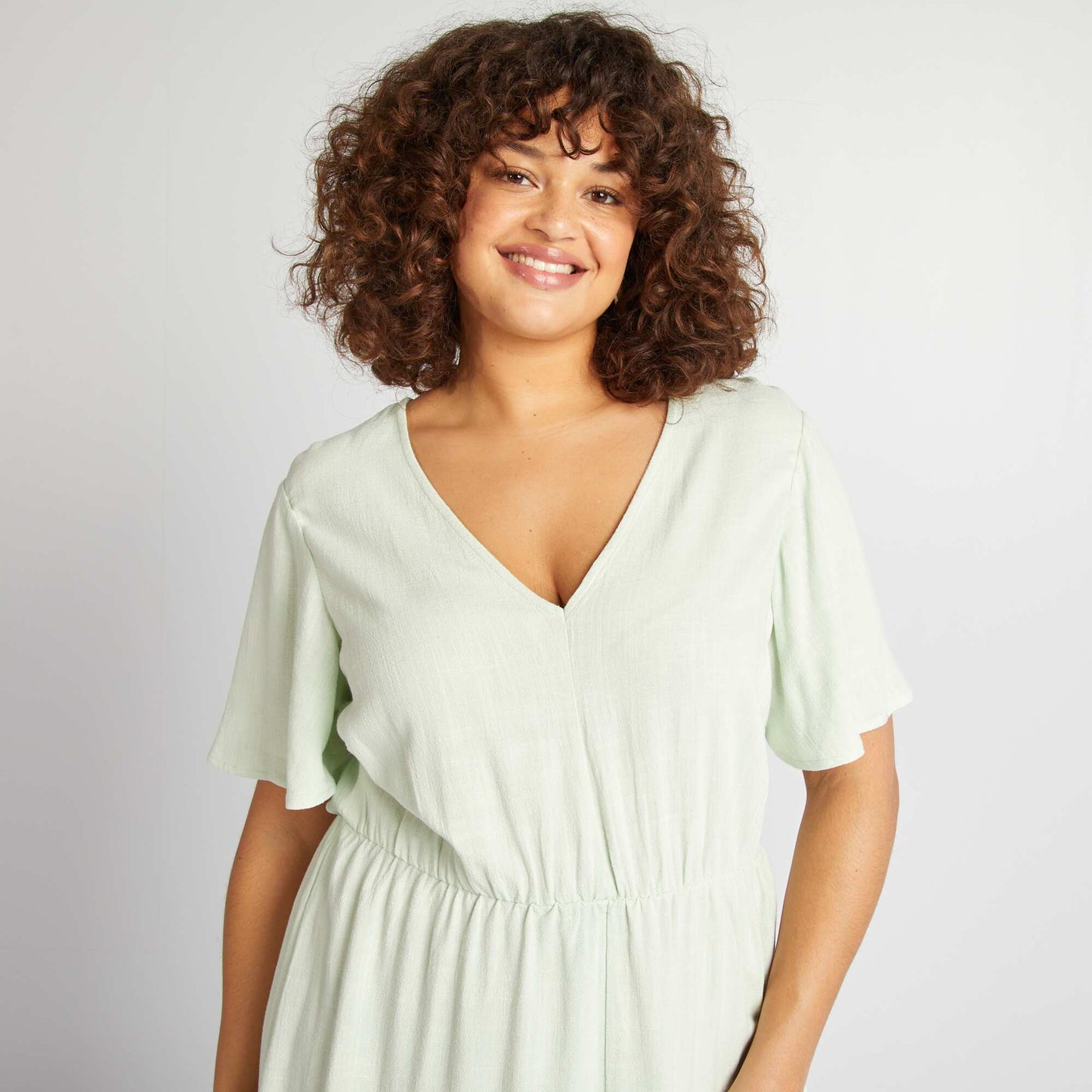 Robe midi en lin mélangé VERT