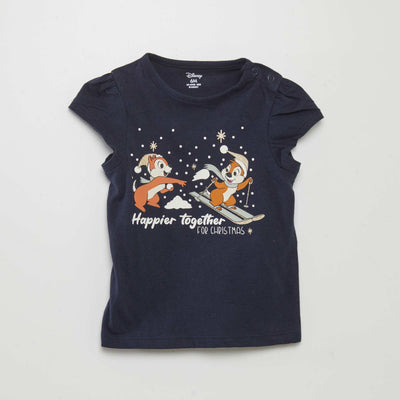 T-shirt à imprimé de Noël 'Stitch' Bleu marine