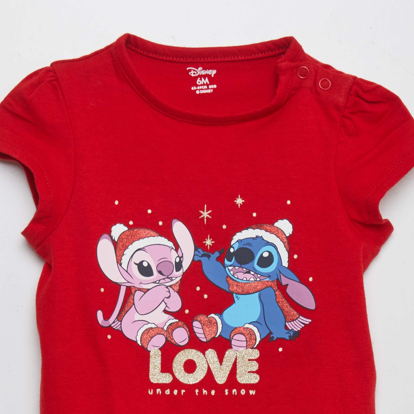 T-shirt à imprimé de Noël 'Stitch' Rouge