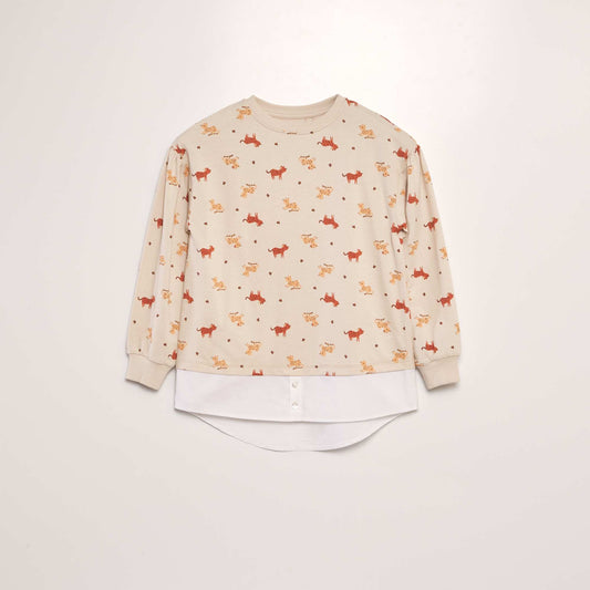 Sweat léger avec effet chemise ROSE FONCé