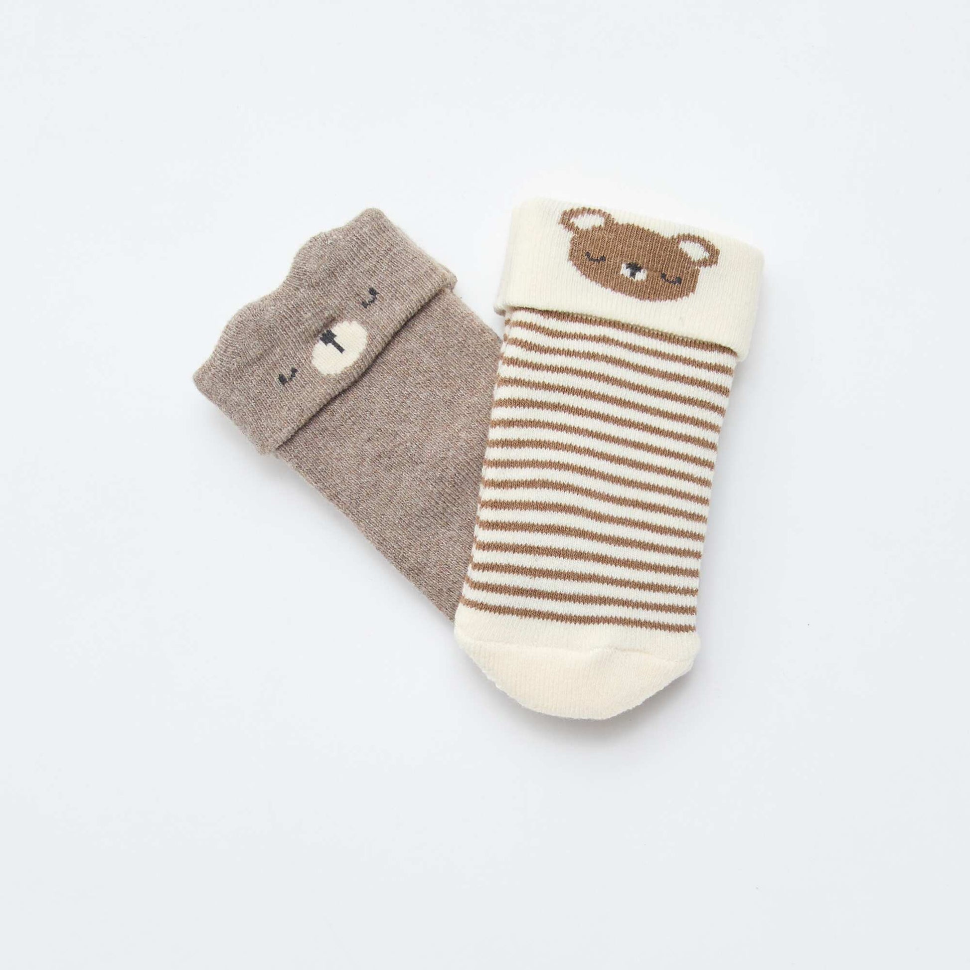 Lot de 2 paires de chaussettes naissance MARRON
