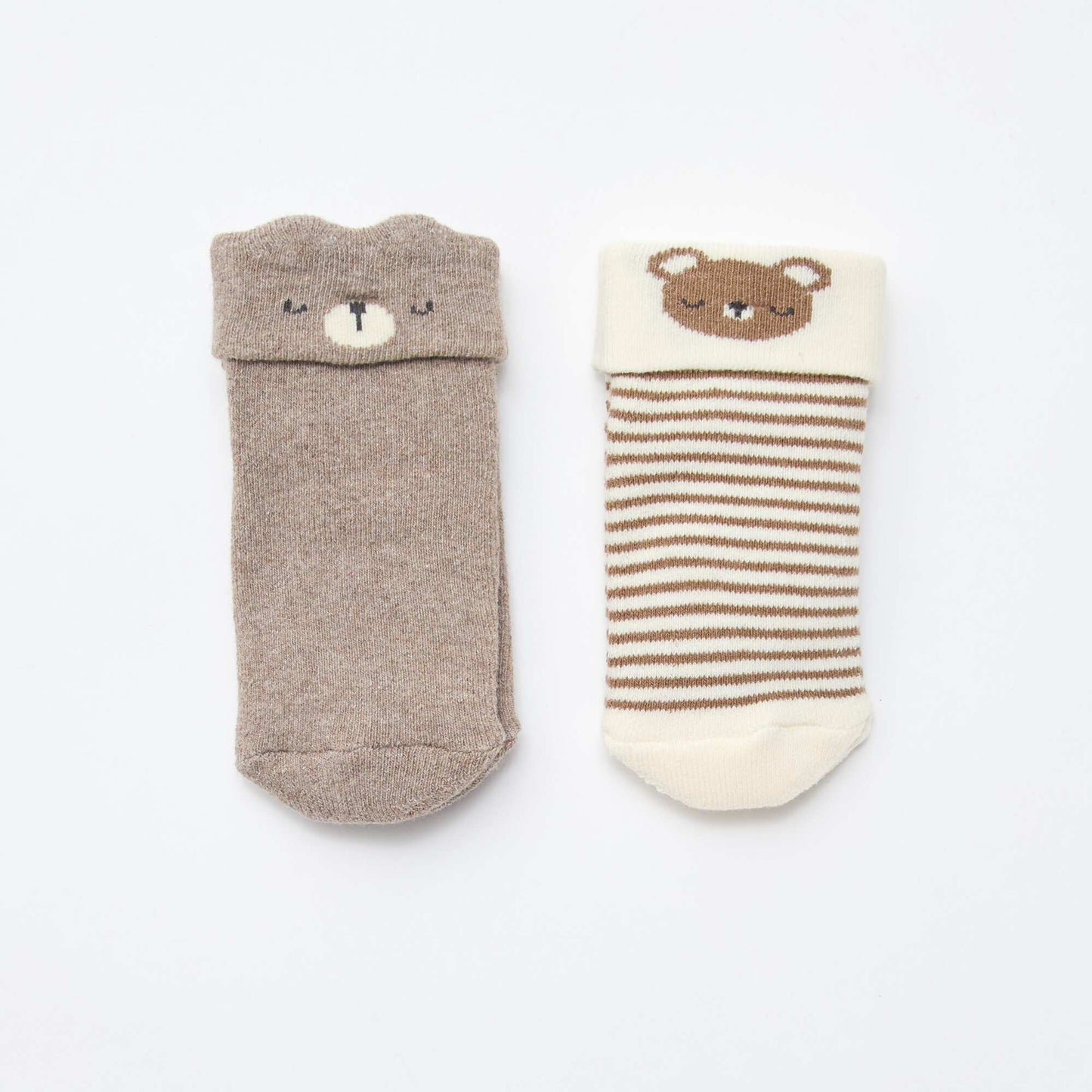 Lot de 2 paires de chaussettes naissance MARRON