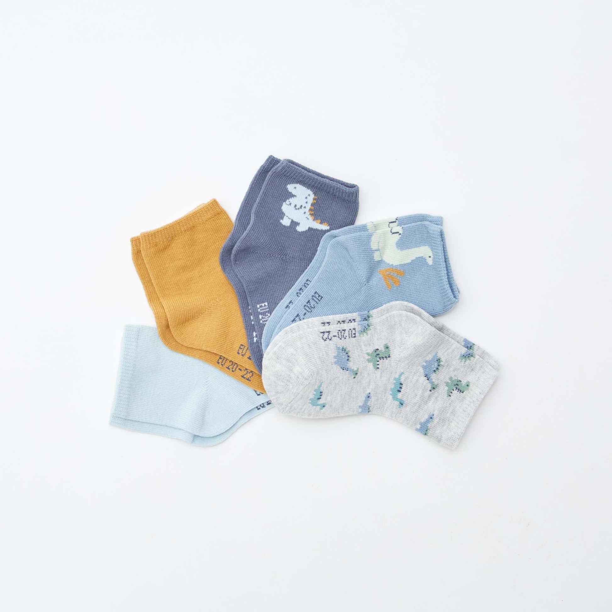 Lot de 5 paires de chaussettes en maille stretch BLEU/JAUNE
